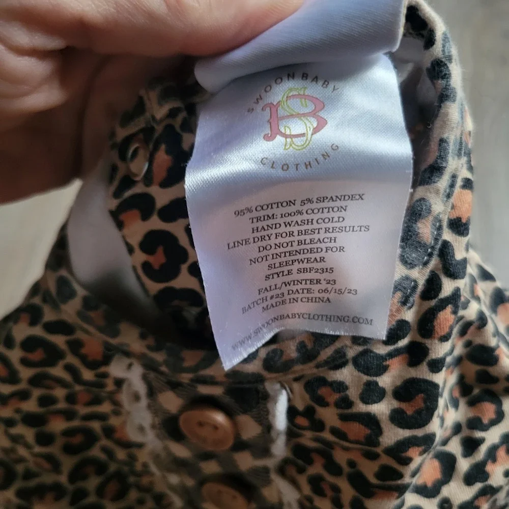 Swoon Baby Romper Girls 18-24M Brown Leopard Print Long Sleeve Bubble SBF2315